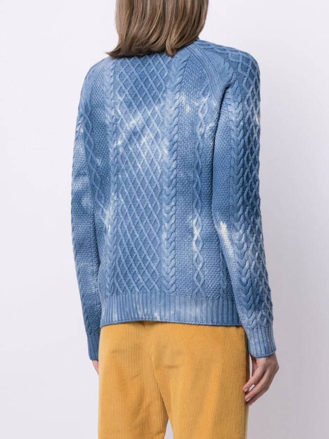Gucci Kabelgebreide trui met tie-dye print Blauw