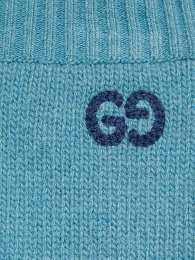 Gucci Kids Gebreide broek met geborduurd GG-logo Blauw