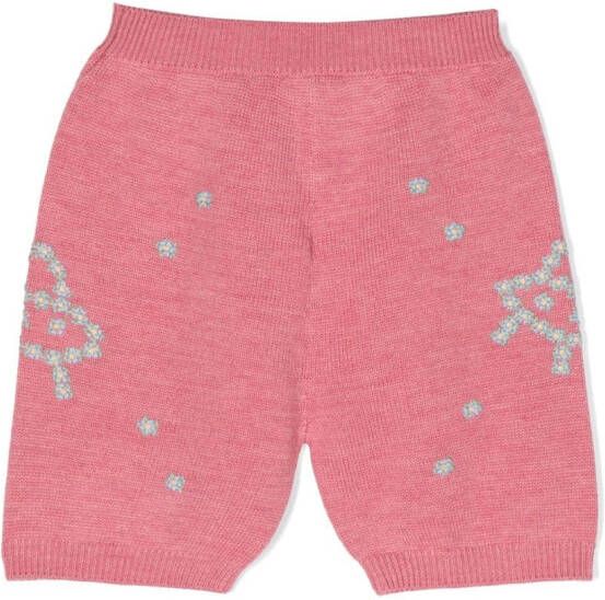 Gucci Kids Shorts met geborduurde bloemen Roze