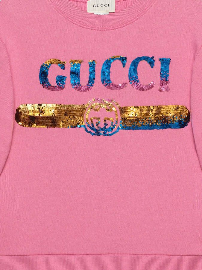 Gucci Kids Gucci Kinderen sweater met pailletten logo Roze
