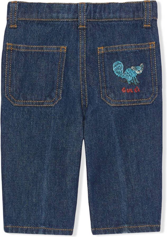 Gucci Kids Jeans met borduurwerk Blauw