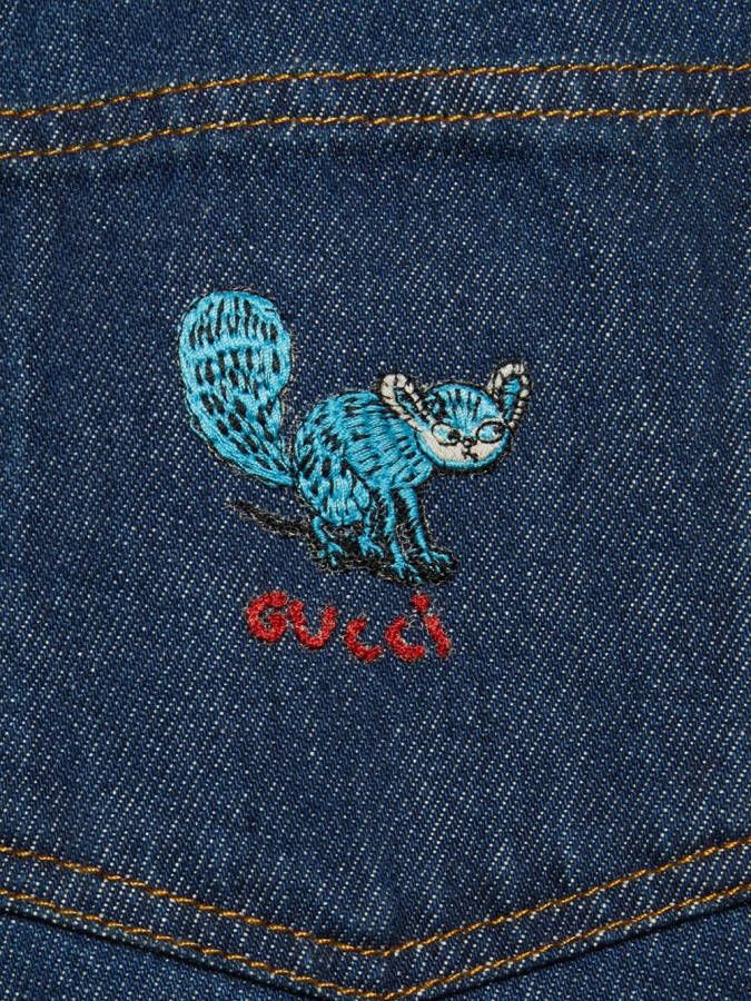 Gucci Kids Jeans met borduurwerk Blauw