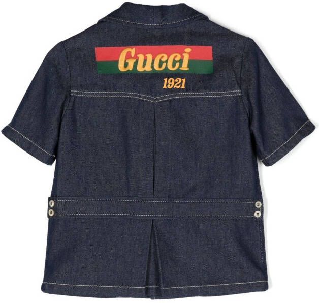 Gucci Kids Spijkershirt met logopatch Blauw