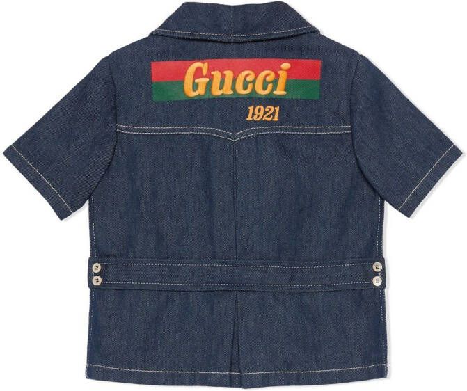 Gucci Kids Spijkerjack met logoprint Blauw