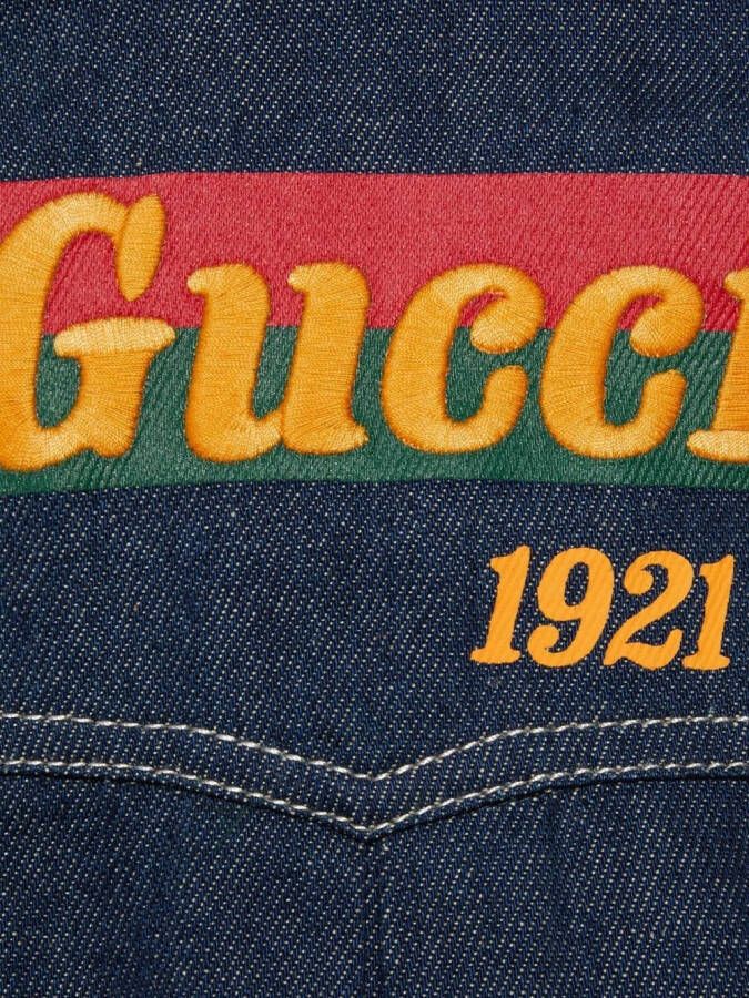 Gucci Kids Spijkerjack met logoprint Blauw