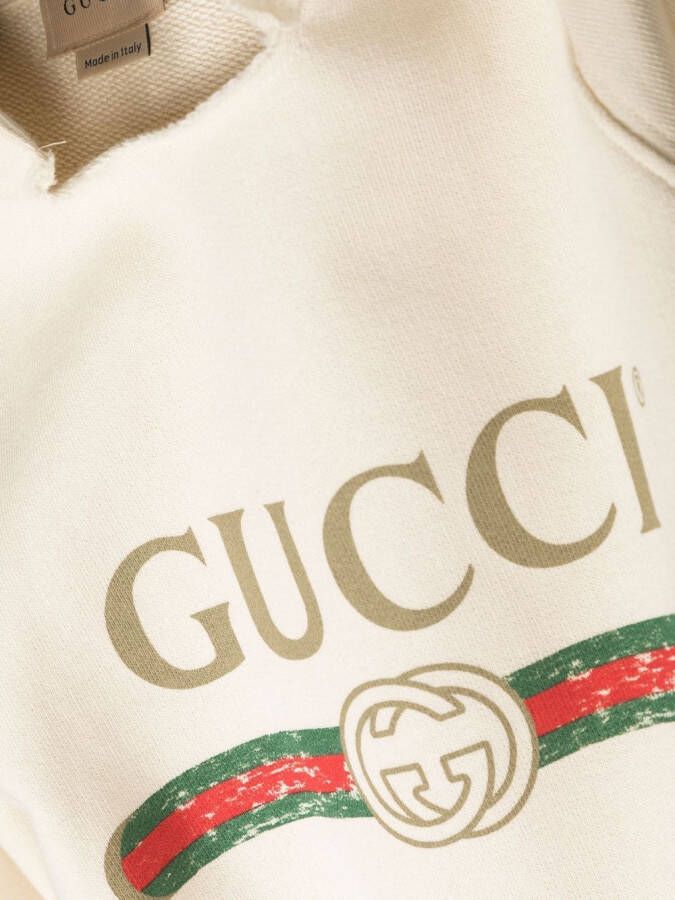 Gucci Kids Hoodie met logoprint Beige