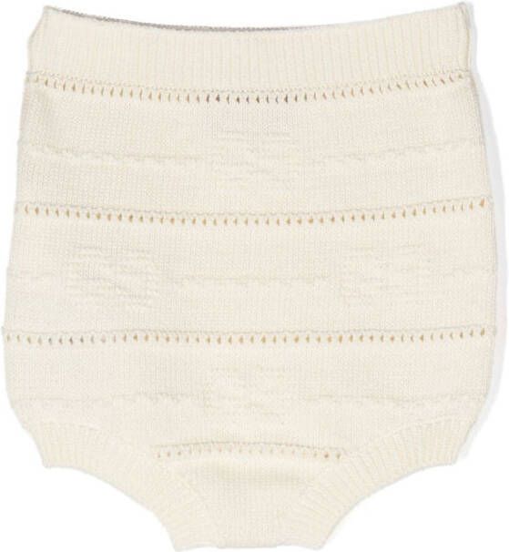 Gucci Kids Ribgebreide shorts Beige