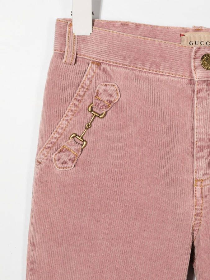 Gucci Kids Ribfluwelen broek Roze