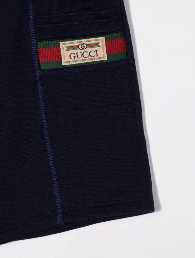 Gucci Kids Shorts met logopatch Blauw