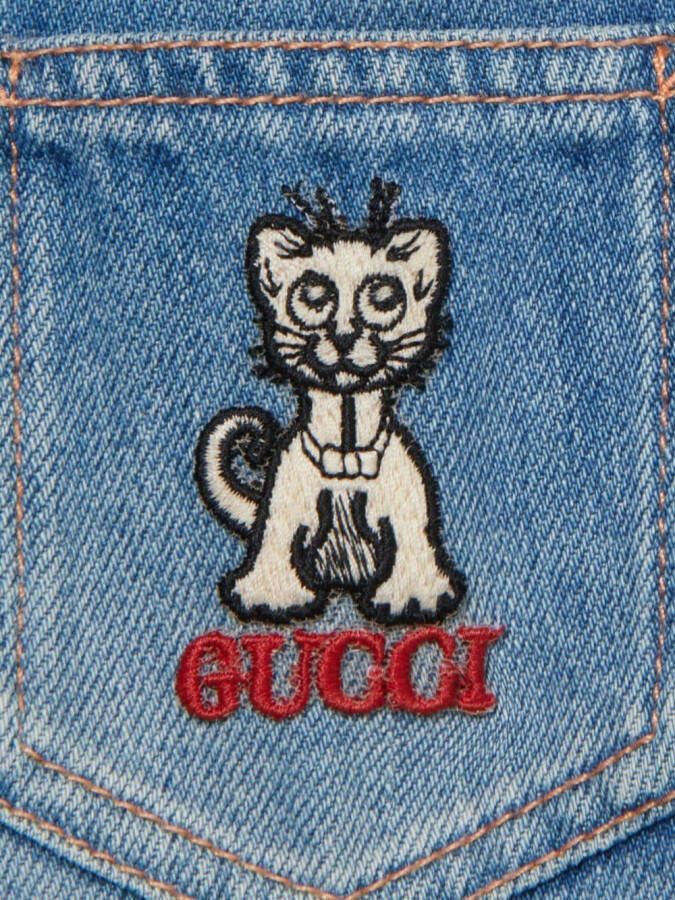 Gucci Kids Spijkerbroek met borduurwerk Blauw