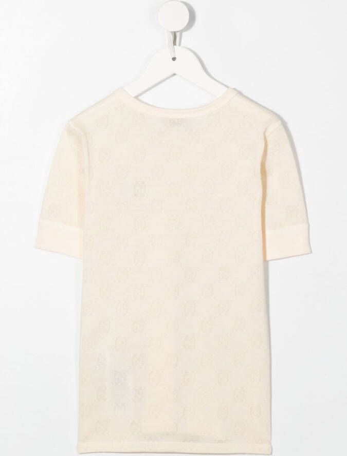 Gucci Kids T-shirt met logo-jacquard Beige
