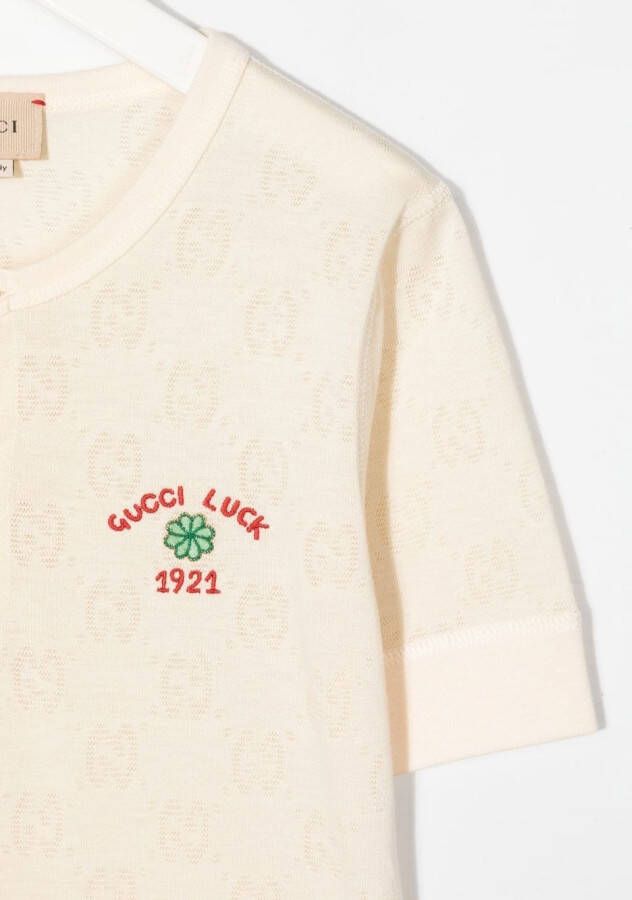 Gucci Kids T-shirt met logo-jacquard Beige