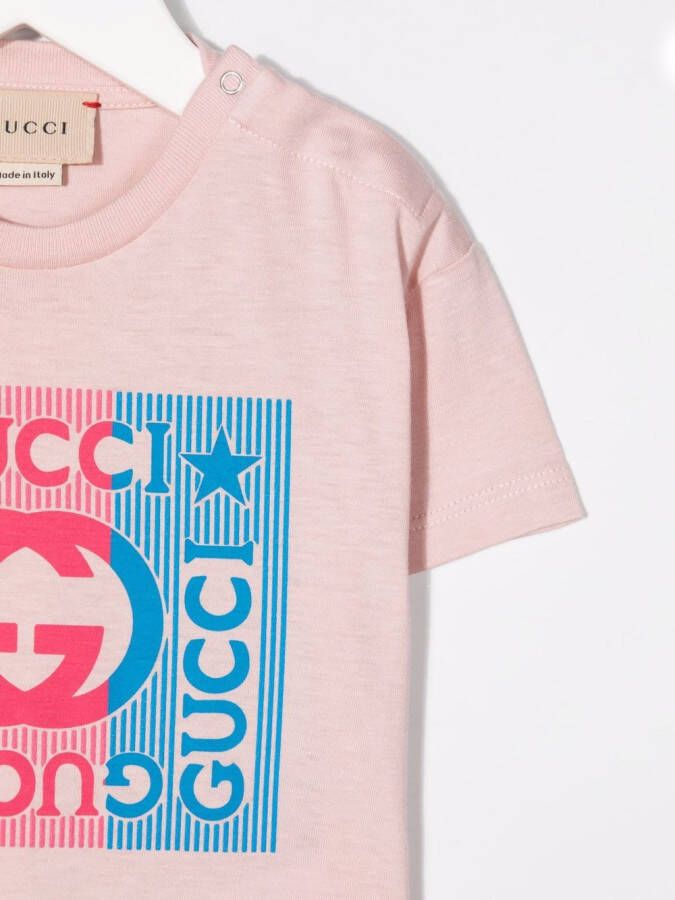 Gucci Kids T-shirt met print Roze