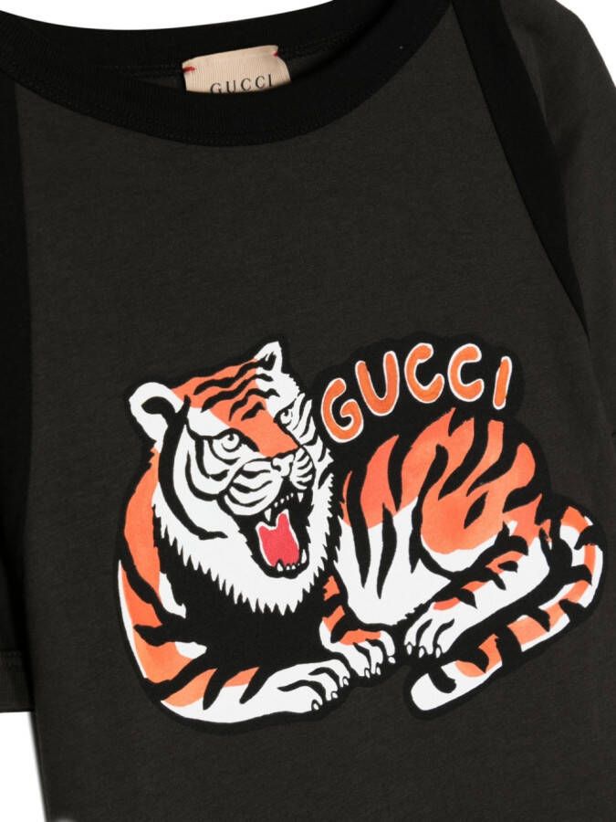 Gucci Kids T-shirt met tijgerprint Grijs