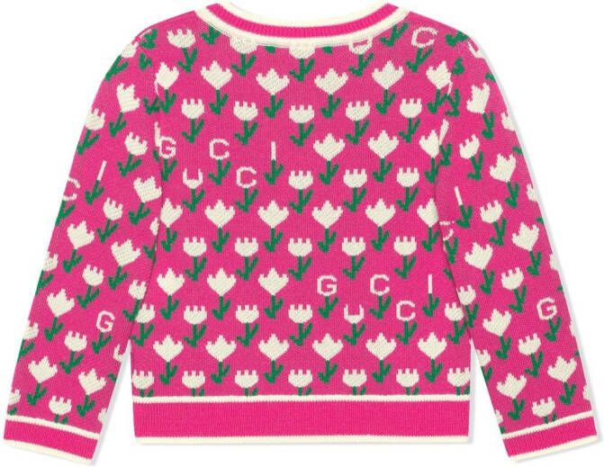 Gucci Kids Vest met bloemen jacquard Roze