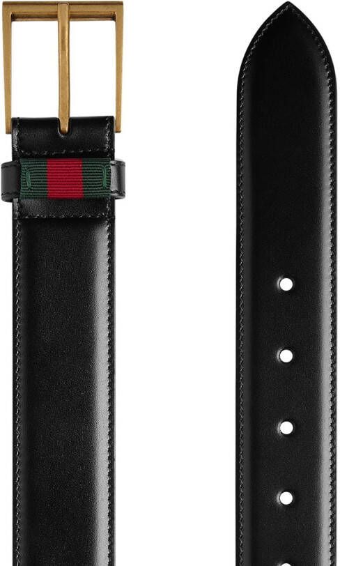 Gucci leren riem met Web Zwart