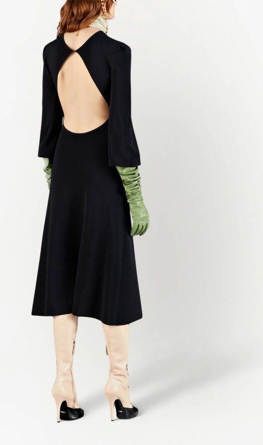 Gucci Midi-jurk met open rug Zwart