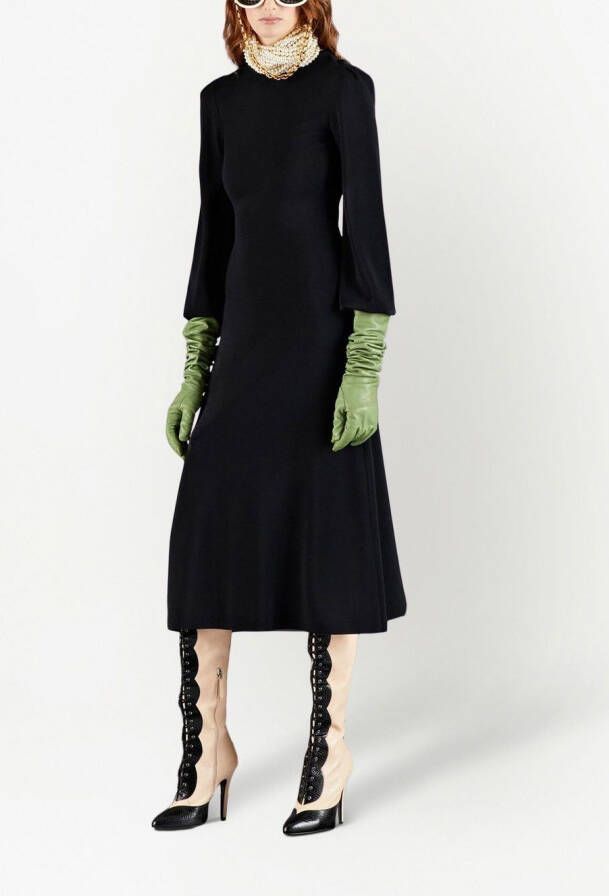 Gucci Midi-jurk met open rug Zwart