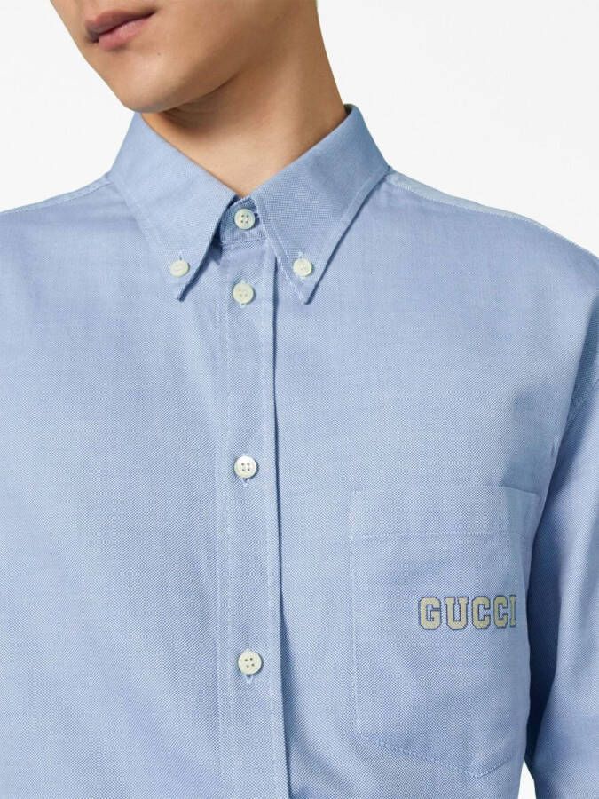 Gucci Overhemd met geborduurd logo Blauw