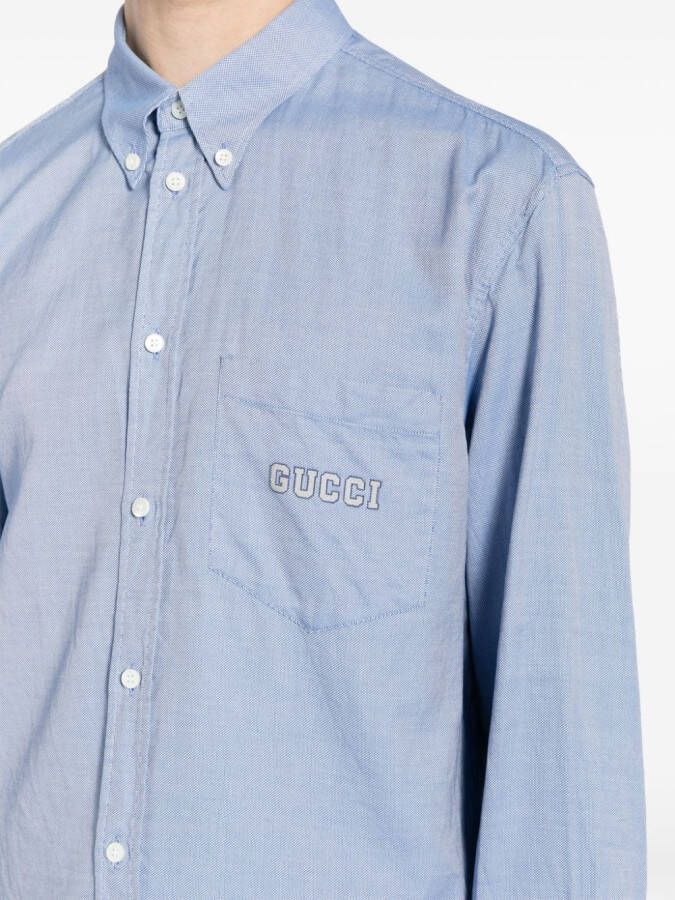 Gucci Overhemd met logoprint Blauw