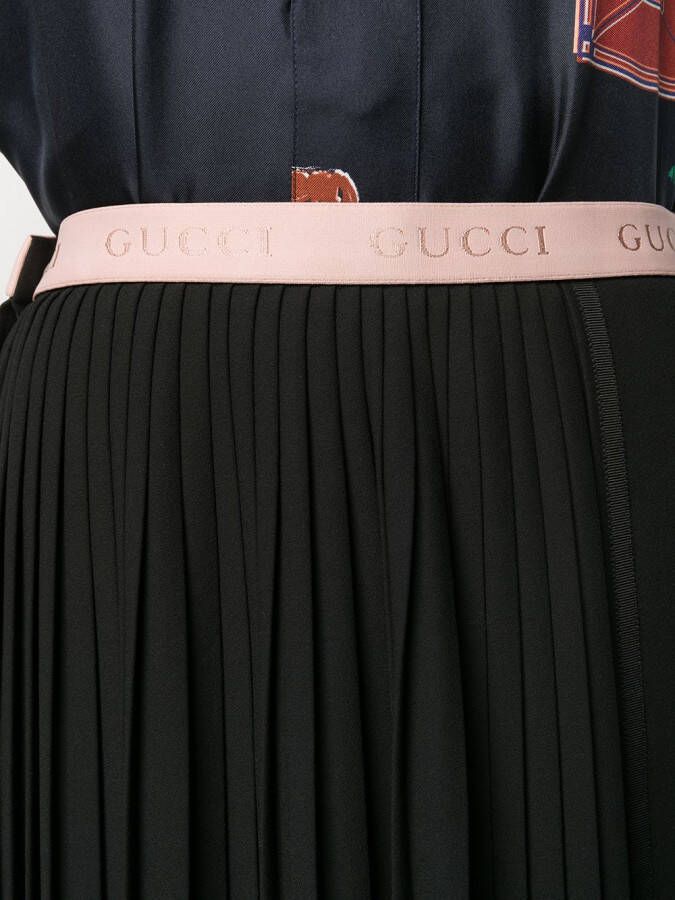 Gucci Plooirok met logo tailleband Zwart