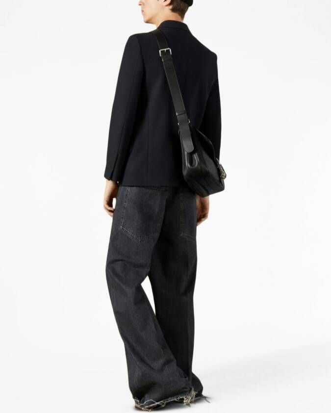 Gucci Katoenen mid waist jeans met wijde pijpen Zwart