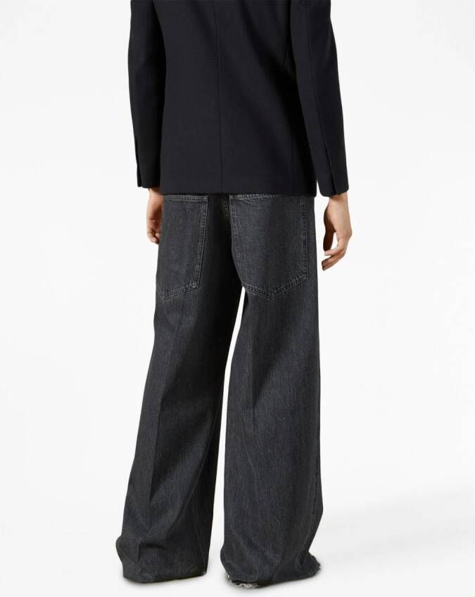 Gucci Katoenen mid waist jeans met wijde pijpen Zwart