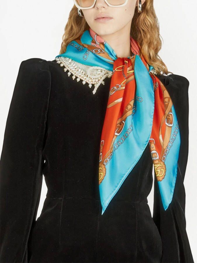 Gucci Sjaal met print Blauw