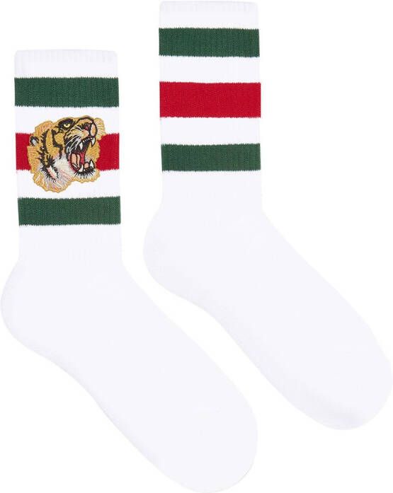 Gucci Sokken met geborduurde tijger Wit