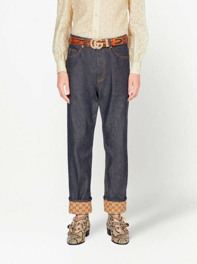 Gucci Katoenen straight jeans met GG-details Blauw