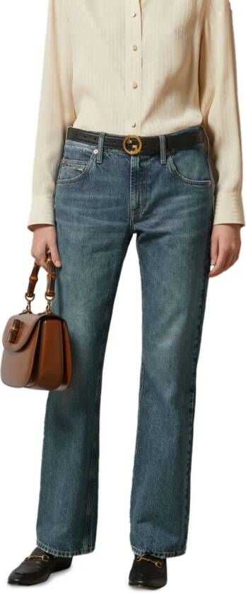 Gucci Straight jeans met horsebit detail Blauw