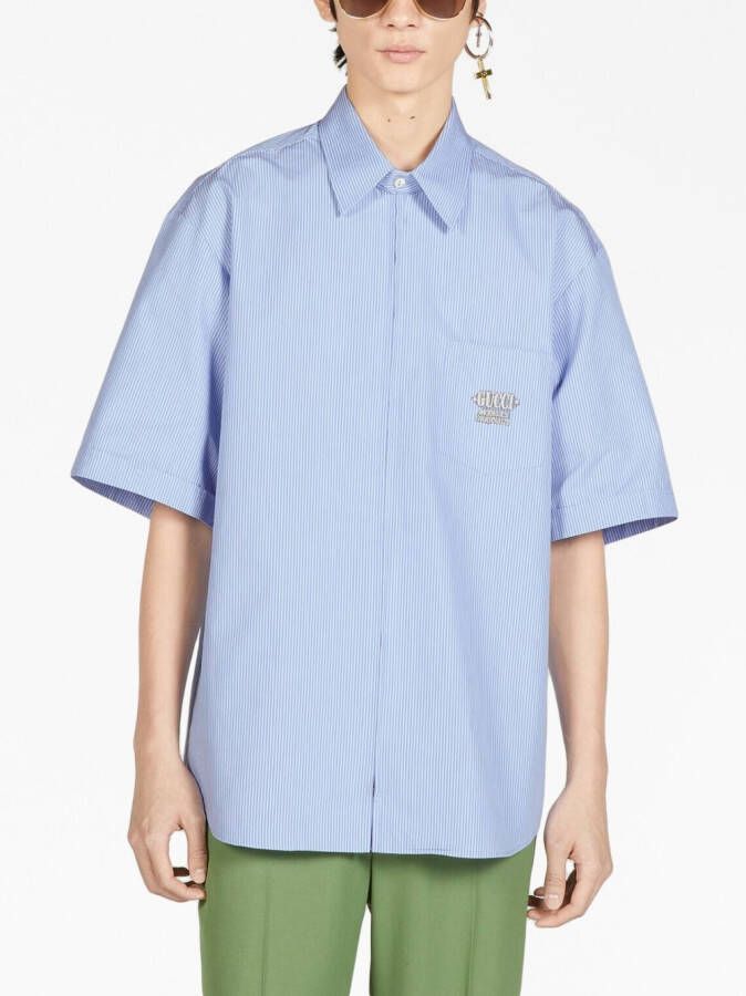 Gucci Overhemd met geborduurd logo Blauw
