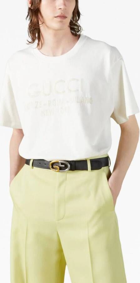 Gucci T-shirt met geborduurd logo Wit