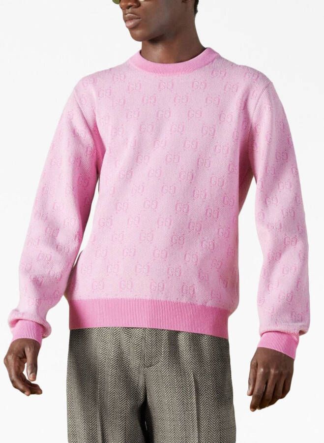 Gucci Trui met monogram jacquard Roze Kledingwinkel