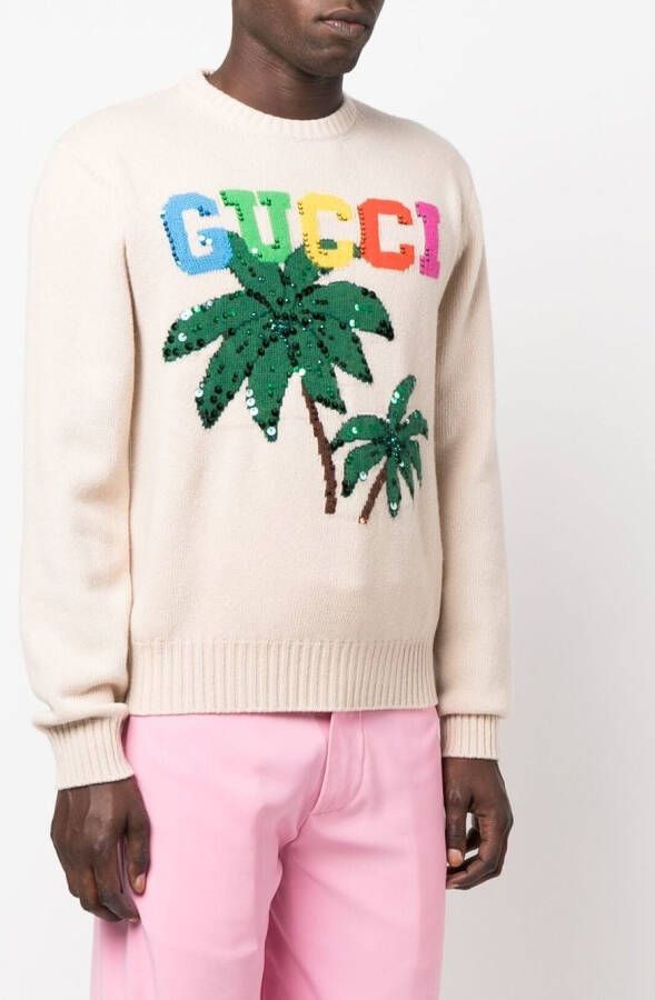 Gucci Trui met palmboomprint Beige