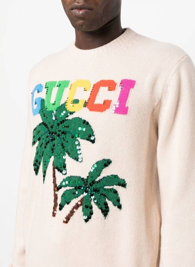 Gucci Trui met palmboomprint Beige