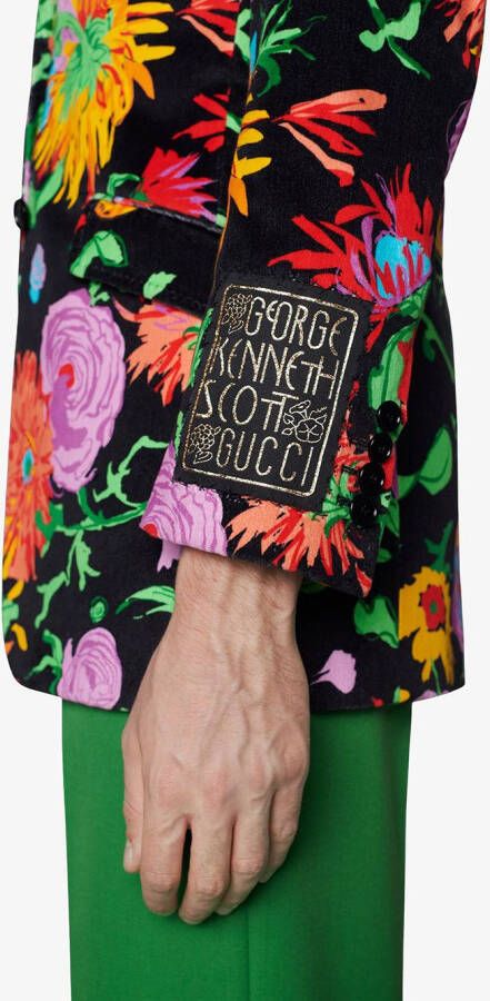 Gucci x Ken Scott blazer met bloemenprint Zwart