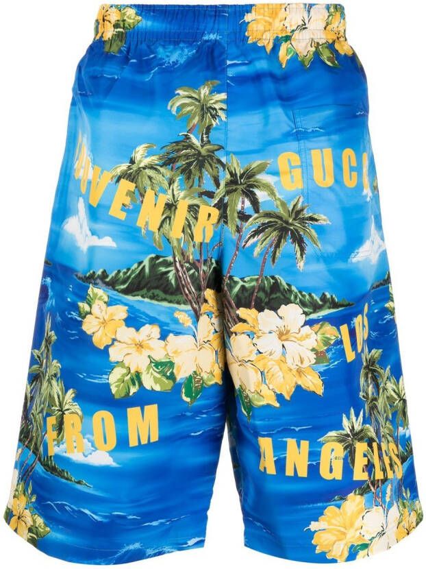 Gucci Zwembroek met grafische print Blauw