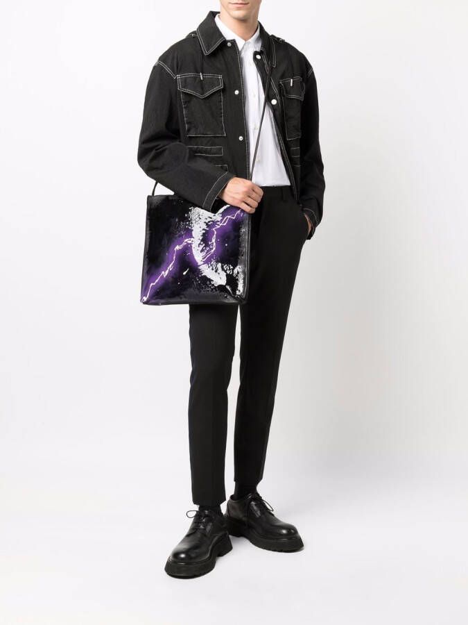 Guidi Schoudertas met print Zwart