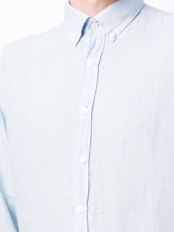 Hackett Overhemd met geborduurd logo Blauw
