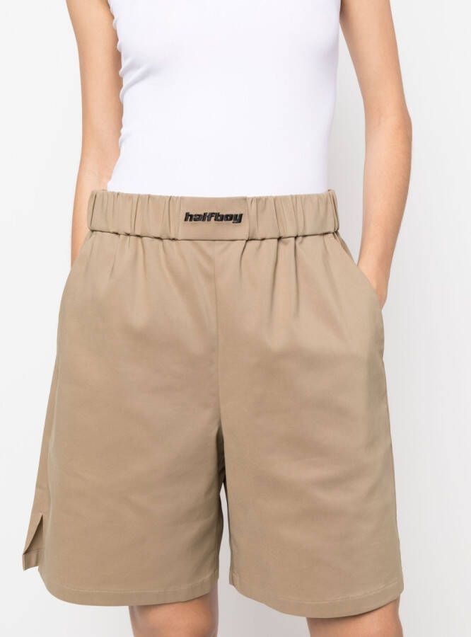 Halfboy Shorts met trekkoord Beige