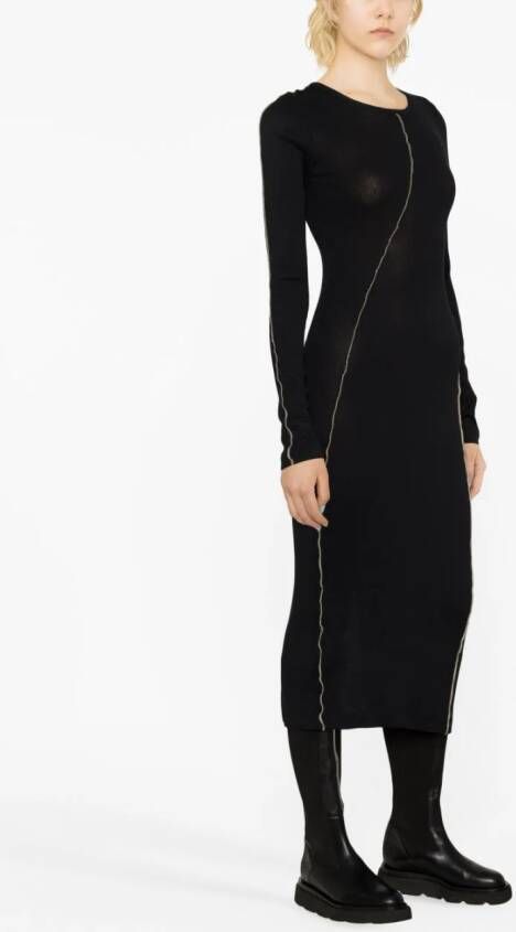 Helmut Lang Midi-jurk met lange mouwen Zwart