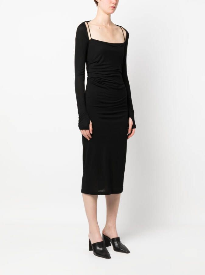 Helmut Lang Midi-jurk met open rug Zwart