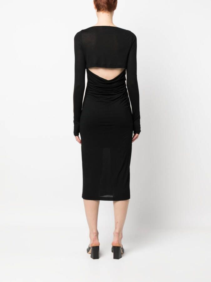 Helmut Lang Midi-jurk met open rug Zwart