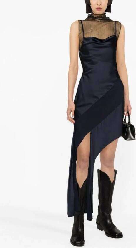 Helmut Lang Midi-jurk met spaghettibandjes Blauw
