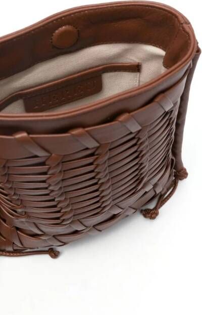Hereu Trena interwoven leather bag Bruin