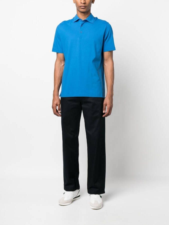 Herno Poloshirt met knopenbies Blauw