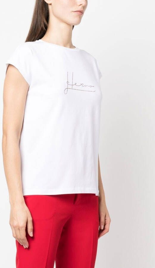 Herno T-shirt verfraaid met kristallen Wit