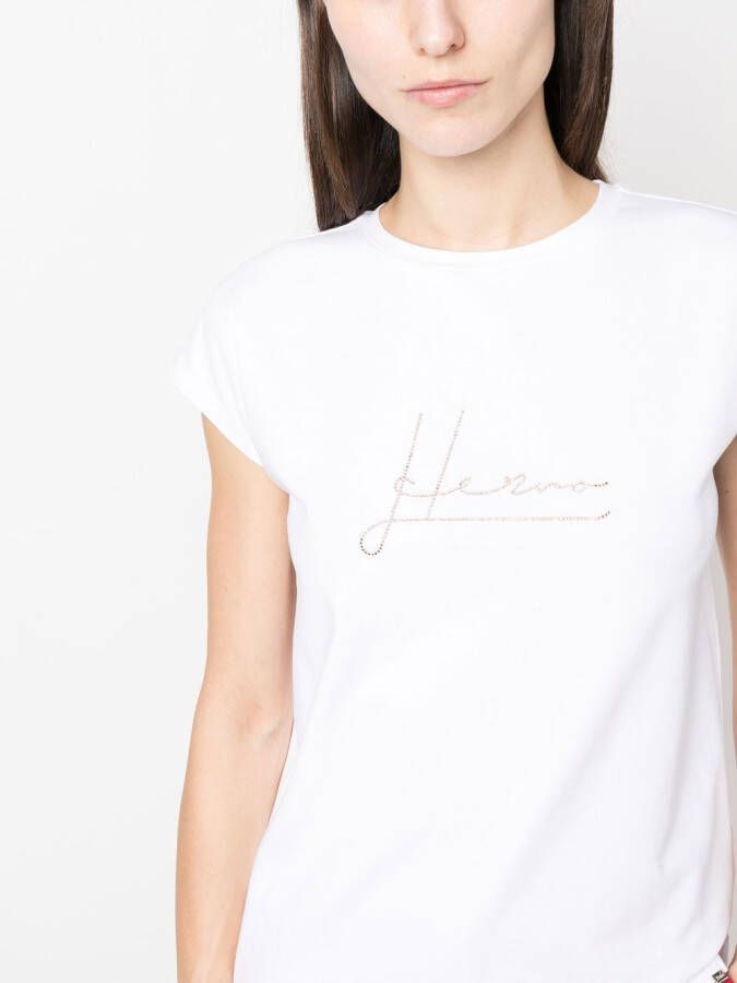 Herno T-shirt verfraaid met kristallen Wit