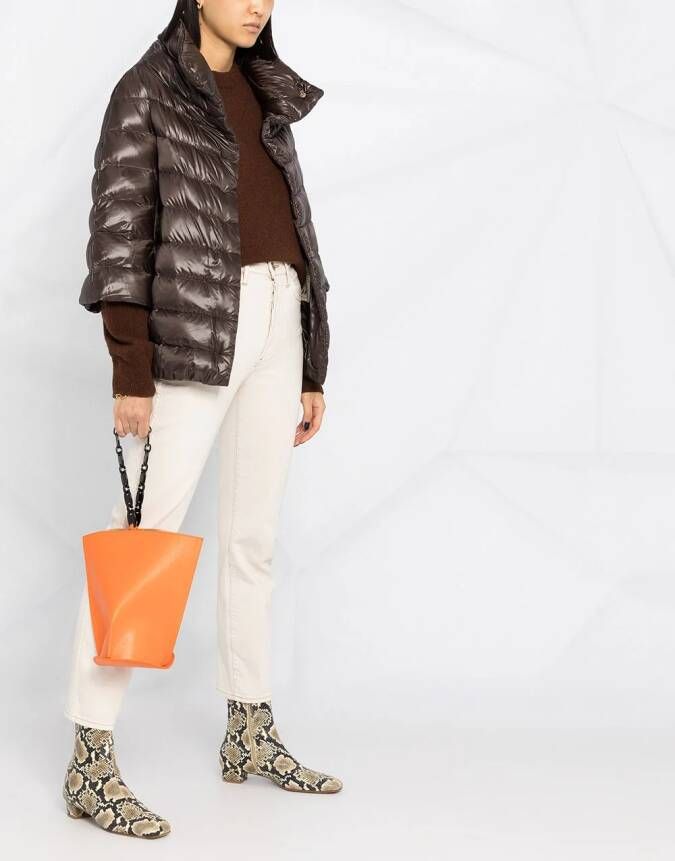 Herno Donsjack met cropped mouwen Bruin